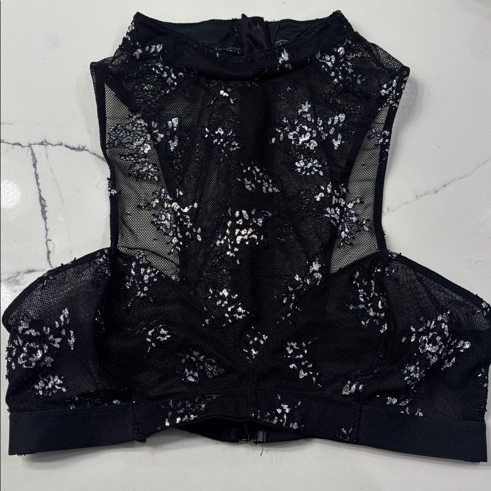 black and Silver high neck “very Sexy” bralette